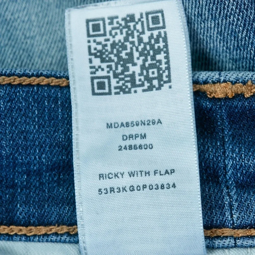 True Religion Ricky Jeans Mens 44 Blue Relaxed Straight Flap Pocket Denim